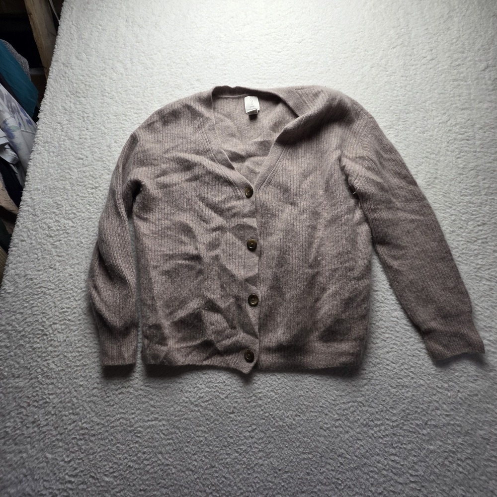 Joie Cardigan Sweater Womens XL Beige V Neck Long Sleeve Cashmere Knit Top